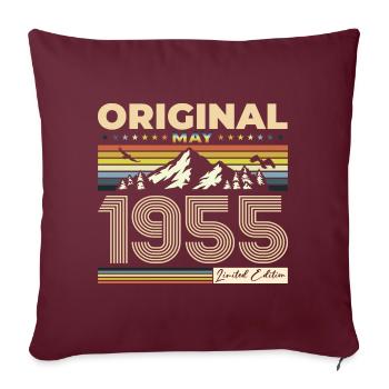 Original Mai 1955 Millésime 1955 Anniversaire 1955 - Housse de coussin décorative 45 x 45 cm - bordeaux - Devant