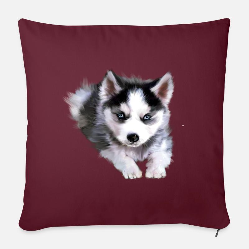 Chien, husky - Housse de coussin décorative 45 x 45 cm - bordeaux