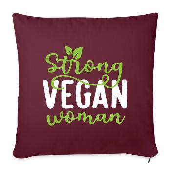 Femme végétalienne forte Véganisme Amoureux des animaux - Housse de coussin décorative 45 x 45 cm - bordeaux - Devant