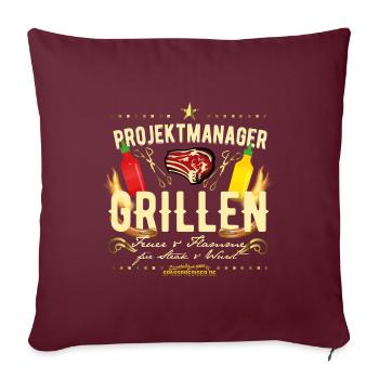 Projektmanager Grillen - Sofakissenbezug 45 x 45 cm - Burgunderrot - Vorne