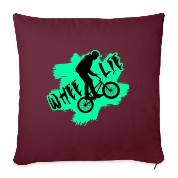 Vélo BMX VTT WHEELIE - Housse de coussin décorative 45 x 45 cm - bordeaux - Devant