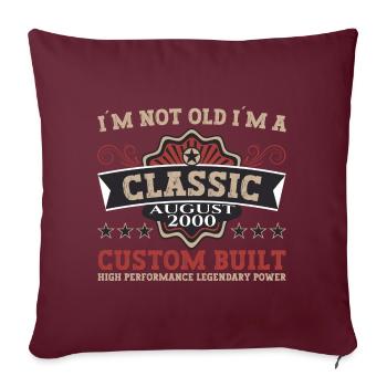 Vintage 2000 Classic Cadeau d’anniversaire Août - Housse de coussin décorative 45 x 45 cm - bordeaux - Devant