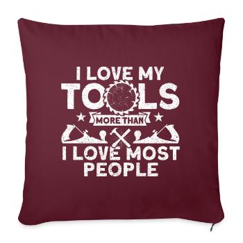 J’adore mes outils charpentier - Housse de coussin décorative 45 x 45 cm - bordeaux - Devant