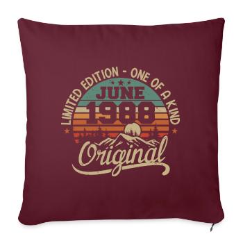 1988 juin 1988 original - juin 1988 Anniversaire - Housse de coussin décorative 45 x 45 cm - bordeaux - Devant