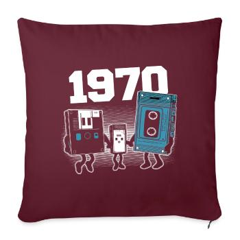 Vintage Née En 1970 Cadeau Anniversaire 1970 - Housse de coussin décorative 45 x 45 cm - bordeaux - Devant