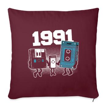 Vintage Née En 1991 Cadeau Anniversaire 1991 - Housse de coussin décorative 45 x 45 cm - bordeaux - Devant