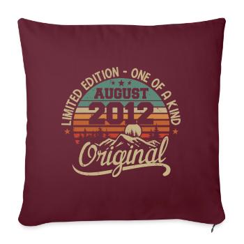 Août 2012 Cadeau D'anniversaire - Né en Août 2012 - Housse de coussin décorative 45 x 45 cm - bordeaux - Devant