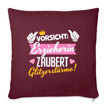 Erzieherin Abschied Glitzersturm Zauberin Kita - Sofakissenbezug 45 x 45 cm - Burgunderrot - Vorne