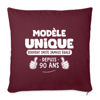 anniversaire 90 ans modèle unique depuis 90 ans - Housse de coussin décorative 45 x 45 cm - bordeaux - Devant