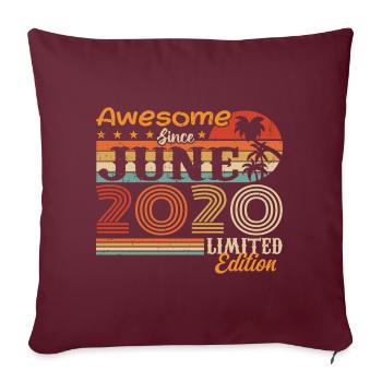 June 2020 Retro Vintage Juni 2020 birthday - Sofakissenbezug 45 x 45 cm - Burgunderrot - Vorne