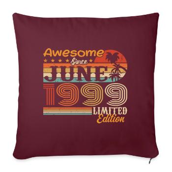 Juin 1999 Retro Vintage Juni 1999 anniversaire - Housse de coussin décorative 45 x 45 cm - bordeaux - Devant