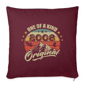 2008 Anniversaire vintage 2008 rétro né en 2008 - Housse de coussin décorative 45 x 45 cm - bordeaux - Devant