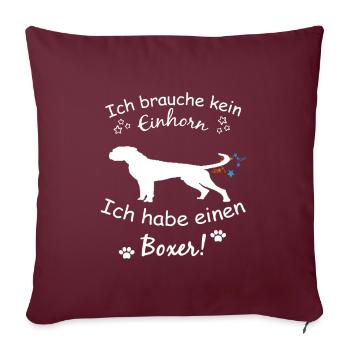 Boxer Hund - Deutscher Boxer - Sofakissenbezug 45 x 45 cm - Burgunderrot - Vorne