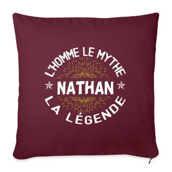 L'homme le mythe la légende - Cadeau Nathan. - Housse de coussin décorative 45 x 45 cm - bordeaux - Devant