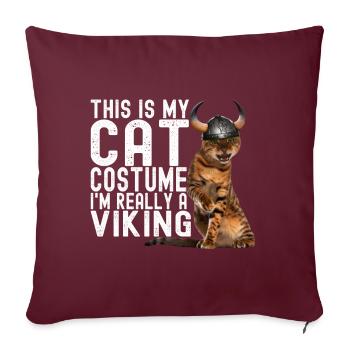 Chat Viking - Housse de coussin décorative 45 x 45 cm - bordeaux - Devant