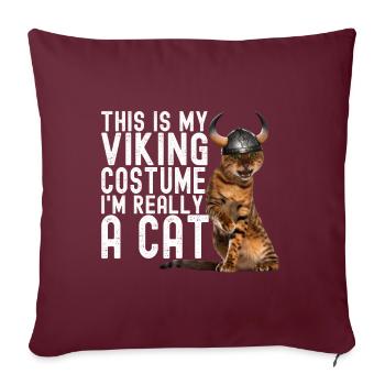 Chat Viking - Housse de coussin décorative 45 x 45 cm - bordeaux - Devant