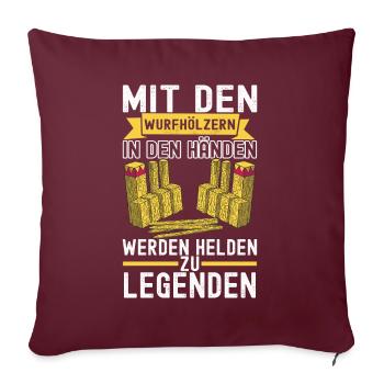 Kubb Wikinger Schach - Sofakissenbezug 45 x 45 cm - Burgunderrot - Vorne