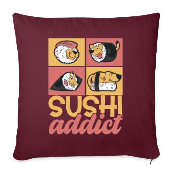 Sushi Kawaii - Housse de coussin décorative 45 x 45 cm - bordeaux - Devant