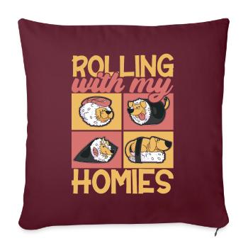 Sushi Kawaii - Housse de coussin décorative 45 x 45 cm - bordeaux - Devant