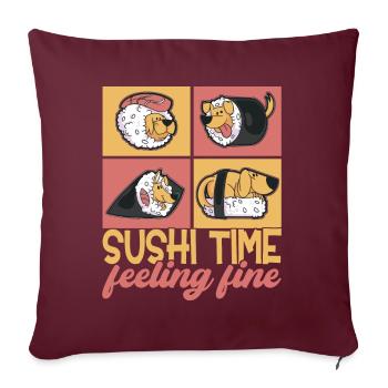 Sushi Kawaii - Housse de coussin décorative 45 x 45 cm - bordeaux - Devant