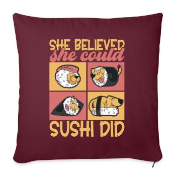 Sushi Kawaii - Housse de coussin décorative 45 x 45 cm - bordeaux - Devant