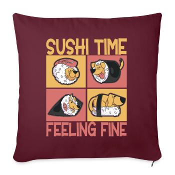 Sushi Kawaii - Housse de coussin décorative 45 x 45 cm - bordeaux - Devant