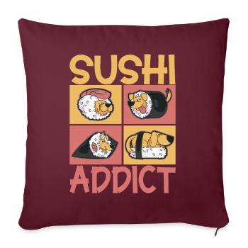 Sushi Kawaii - Housse de coussin décorative 45 x 45 cm - bordeaux - Devant