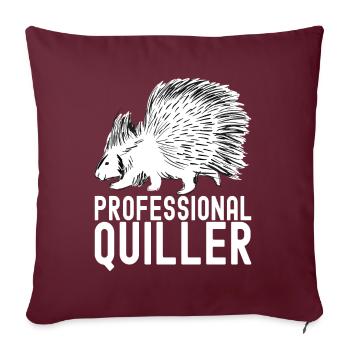 Porc-épic mignon - Housse de coussin décorative 45 x 45 cm - bordeaux - Devant