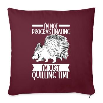 Porc-épic mignon - Housse de coussin décorative 45 x 45 cm - bordeaux - Devant