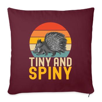 Porc-épic mignon - Housse de coussin décorative 45 x 45 cm - bordeaux - Devant