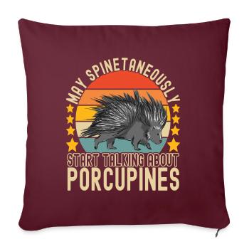 Porc-épic mignon - Housse de coussin décorative 45 x 45 cm - bordeaux - Devant