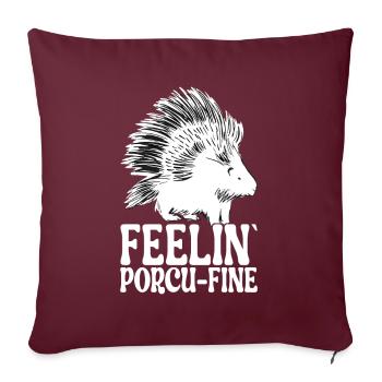 Porc-épic mignon - Housse de coussin décorative 45 x 45 cm - bordeaux - Devant