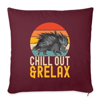 Porc-épic mignon - Housse de coussin décorative 45 x 45 cm - bordeaux - Devant