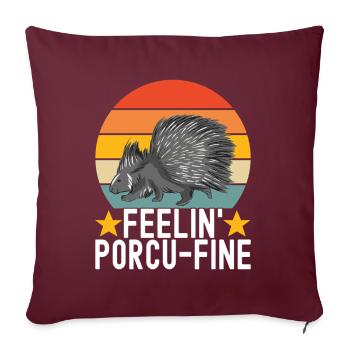 Porc-épic mignon - Housse de coussin décorative 45 x 45 cm - bordeaux - Devant