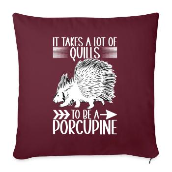 Porc-épic mignon - Housse de coussin décorative 45 x 45 cm - bordeaux - Devant