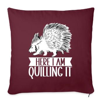 Porc-épic mignon - Housse de coussin décorative 45 x 45 cm - bordeaux - Devant