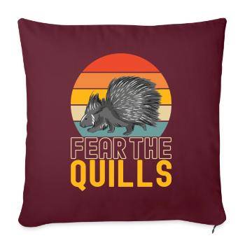 Porc-épic mignon - Housse de coussin décorative 45 x 45 cm - bordeaux - Devant