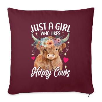 Vache des Highlands Hochlandkuh - Housse de coussin décorative 45 x 45 cm - bordeaux - Devant