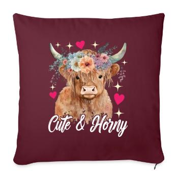 Vache des Highlands Hochlandkuh - Housse de coussin décorative 45 x 45 cm - bordeaux - Devant