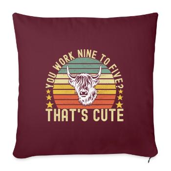 Vache des Highlands Hochlandkuh - Housse de coussin décorative 45 x 45 cm - bordeaux - Devant