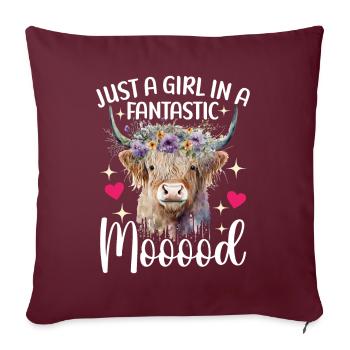 Vache des Highlands Hochlandkuh - Housse de coussin décorative 45 x 45 cm - bordeaux - Devant