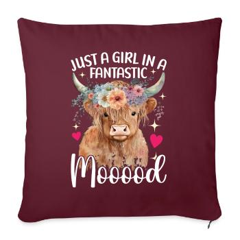 Vache des Highlands Hochlandkuh - Housse de coussin décorative 45 x 45 cm - bordeaux - Devant