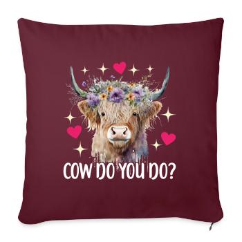 Vache des Highlands Hochlandkuh - Housse de coussin décorative 45 x 45 cm - bordeaux - Devant