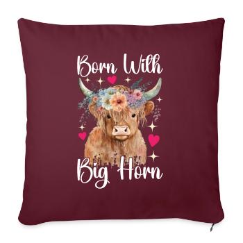 Vache des Highlands Hochlandkuh - Housse de coussin décorative 45 x 45 cm - bordeaux - Devant