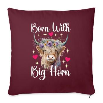 Vache des Highlands Hochlandkuh - Housse de coussin décorative 45 x 45 cm - bordeaux - Devant