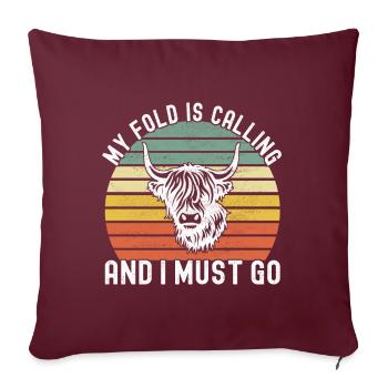 Vache des Highlands Hochlandkuh - Housse de coussin décorative 45 x 45 cm - bordeaux - Devant
