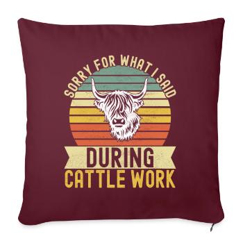 Vache des Highlands Hochlandkuh - Housse de coussin décorative 45 x 45 cm - bordeaux - Devant