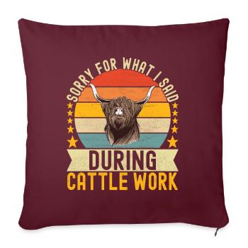 Vache des Highlands Hochlandkuh - Housse de coussin décorative 45 x 45 cm - bordeaux - Devant