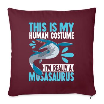 Mosasaurus Dinosaurier - Sofakissenbezug 45 x 45 cm - Burgunderrot - Vorne