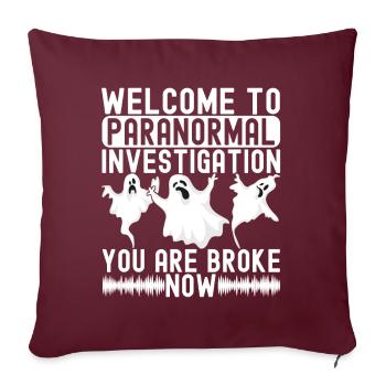 Enquêteur paranormal Chasse aux fantômes - Housse de coussin décorative 45 x 45 cm - bordeaux - Devant